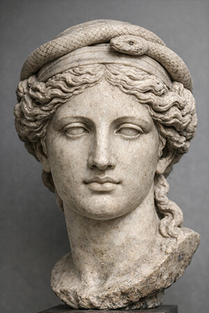 Hygeia head sculpture
